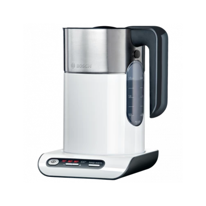 Bosch TWK8611P Electric Kettle - 1.5L, 2400W, White/Stainless Steel