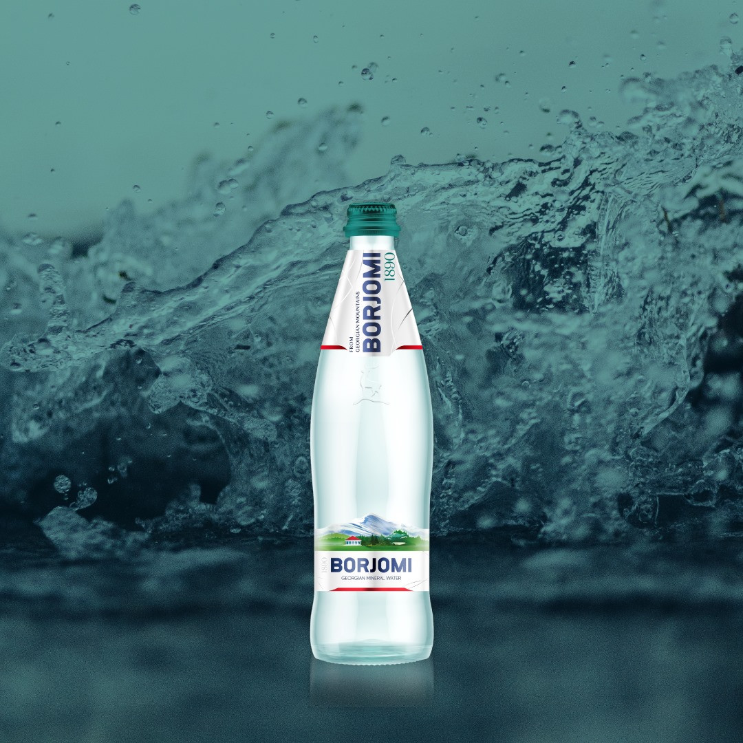 Borjomi Naturally Carbonated Mineral Water, 0.33L Glass Bottle | Iconic Volcanic Water