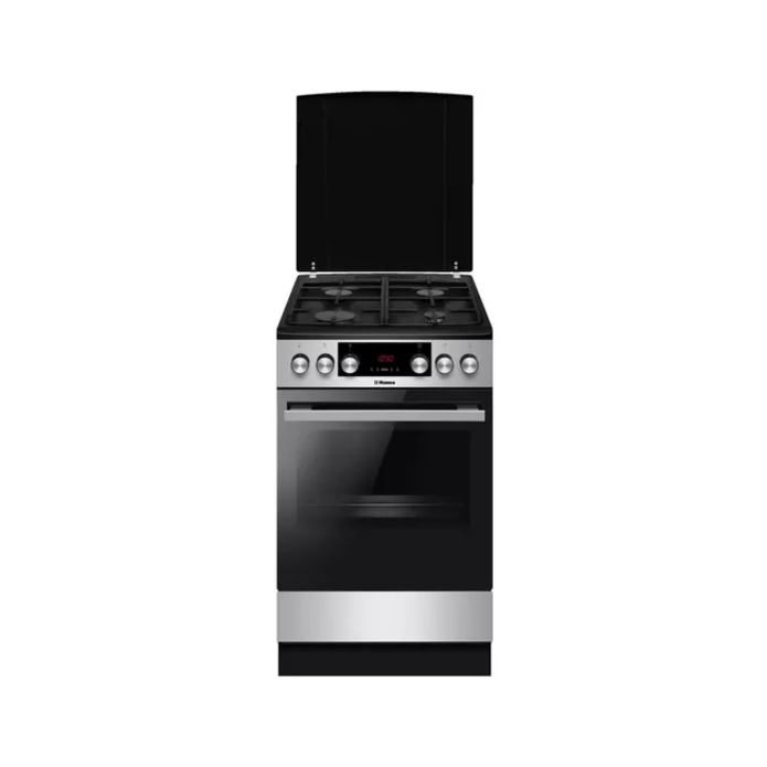 Hansa FCMX59323 Gas Cooker with Electric Oven - 65L, Stainless Steel/Black